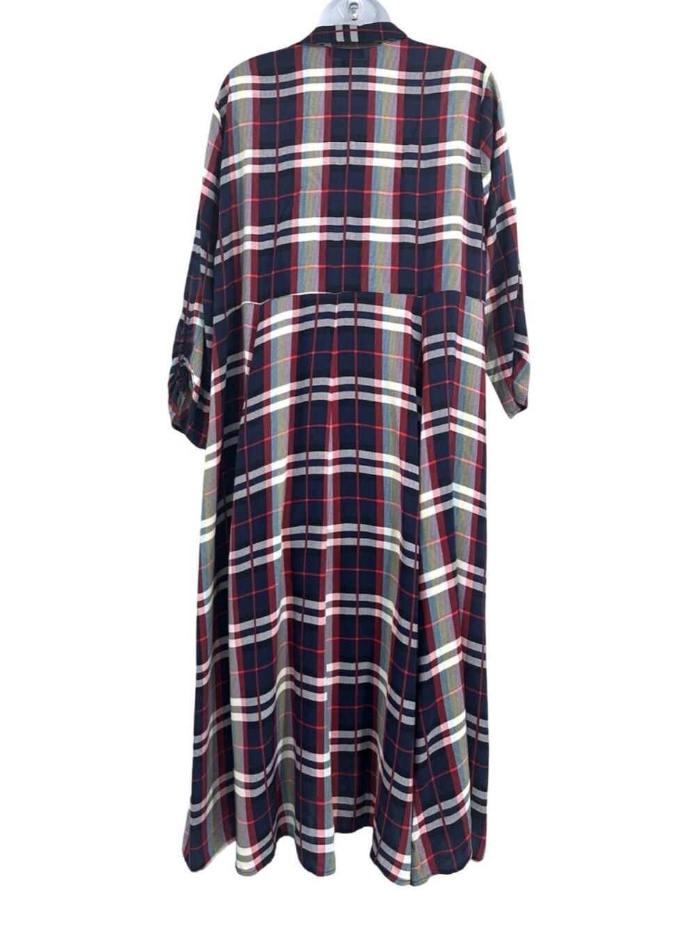 Torrid Maxi Kimono Duster Challis Plaid Red & Blue Plus Size 2 2X New - Picture 5 of 10